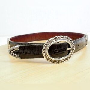 Vintage 90’s Brighton leather croc west belt reversible medi